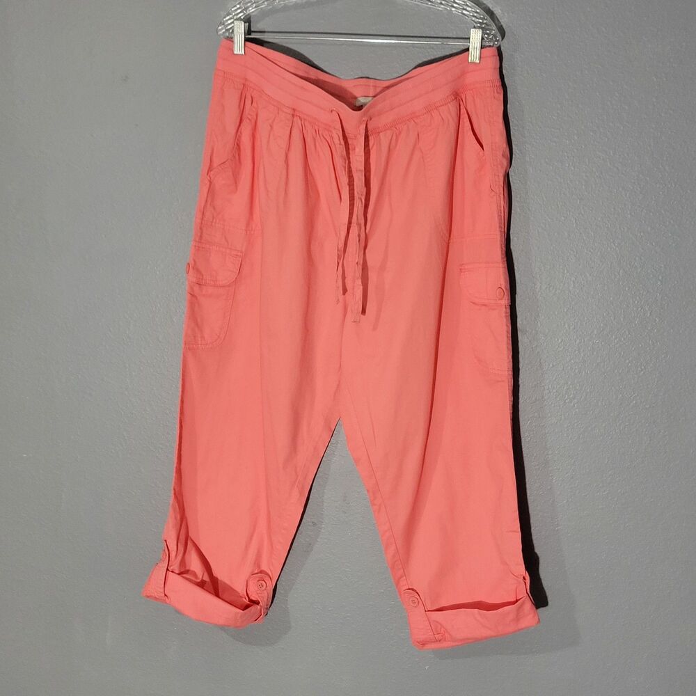 Women Within  Cargo Pull on Pants  Sz 18 W Coral Pink
